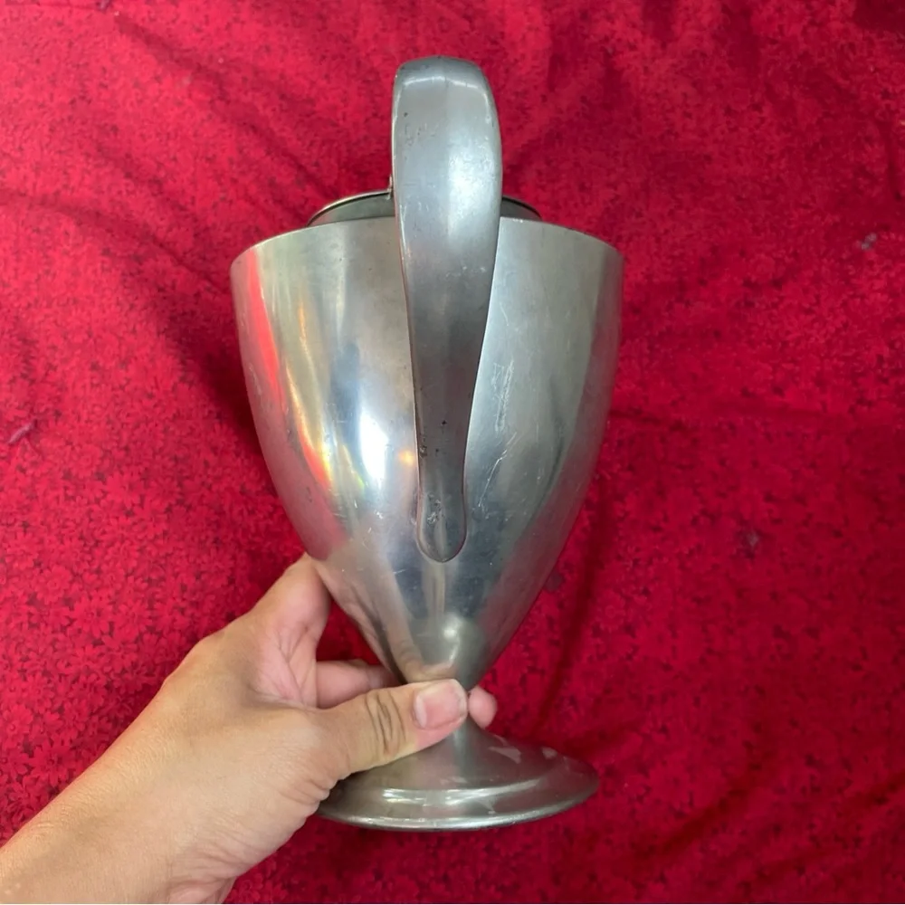 Elegant Pewter Coffee Pot with Curved Spout‎ and Pedestal Base